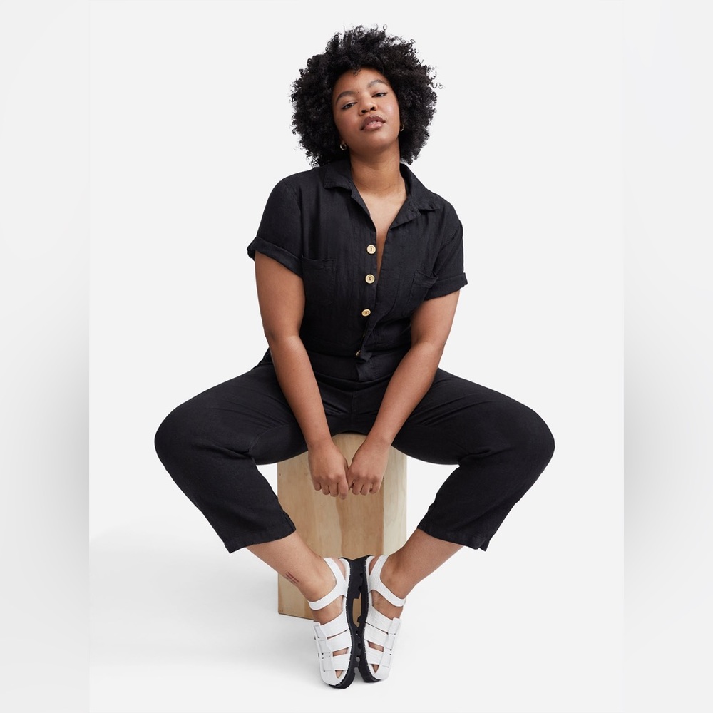 MATE the Label 100% Linen Jumpsuit in Navy Blue